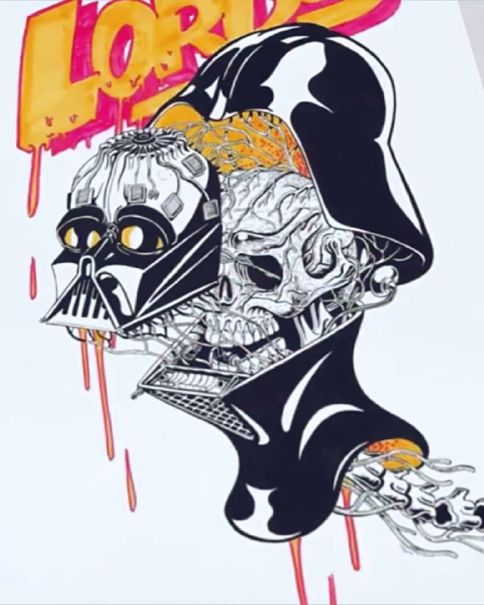 Nychos dissects Darth Vader in a Vienna print shop